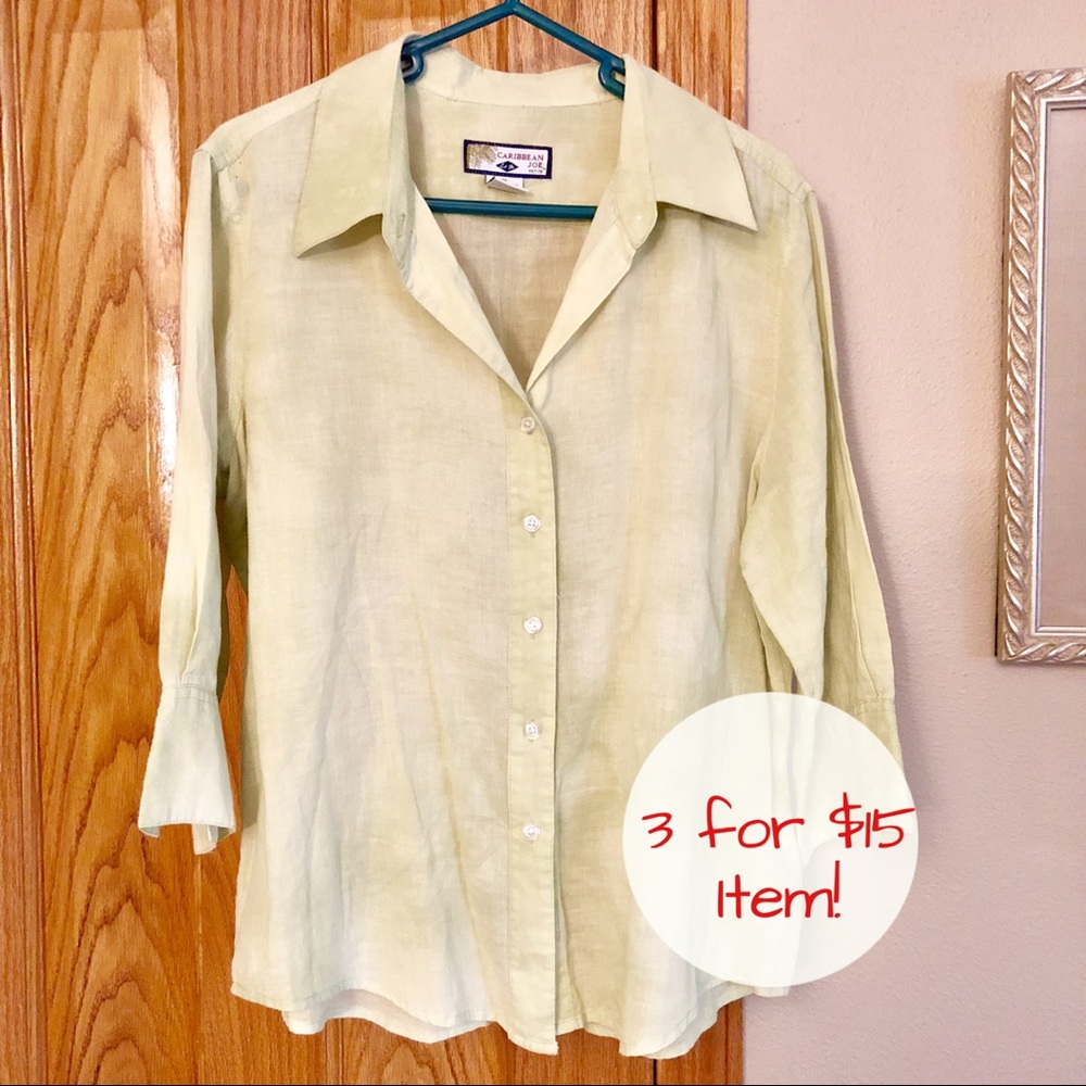 🔥3for$15🔥 Sheer Lime Button Down Blouse